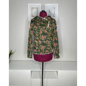 Stio Sweater Fleece Women's Small Rare Floral Hooded Thumbholes Kangaroo Pocket
